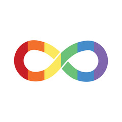 Infinity rainbow symbol with block colors. Autism pride symbol vector illustration. infinity sign in rainbow spectrum colors. Neurodiversity awareness and acceptance.