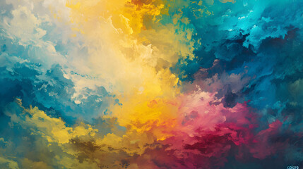 Fototapeta na wymiar A vibrant, abstract masterpiece emerges as a cloud of colorful art paint dances across the canvas