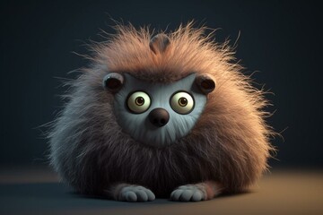 3D creature with fur in cartoon style. Generative AI