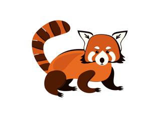 Cute character red panda. Vector hand drawn cartoon flat stickers illustration.