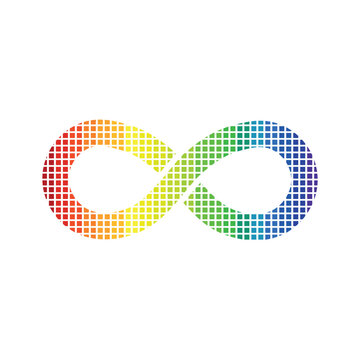 Infinity rainbow symbol. infinity sign in rainbow spectrum colors. .Neurodiversity awareness and acceptance concept vector with rainbow infinity symbols. Autism awareness.