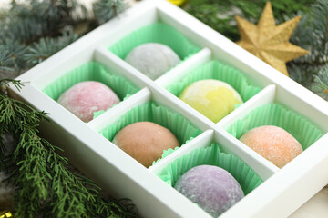 Fototapeta na wymiar Color japanese sweets daifuku mochi