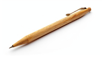 Elegant Wooden Ballpoint Pen Isolated on White for Office and Writing Instruments