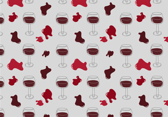 Seamless pattern Glass wine doodle. Classical alcoholic drink. .Vector illustration on isolated background. 