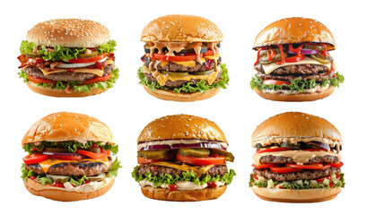 Set of huge juicy burger, cut out - stock png.
