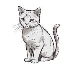 Obraz premium Cute cat cartoon character vector image. Illustration of funny kitty meow design graphic image