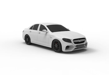 white car angle view with shadow 3d render