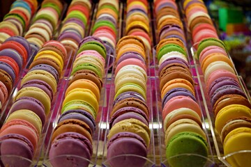 assortment of macaroons of various flavors and colors for sale