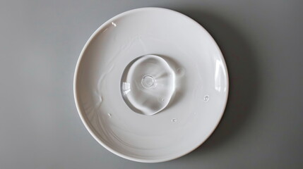 Close-up of water zero-calories dessert on a white plate, extreme dieting, orthorexia and eating disorder