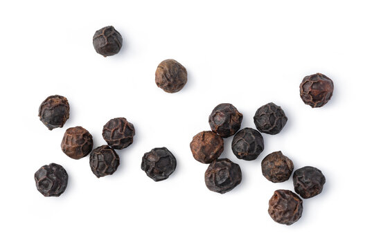 Black peppercorn on white background