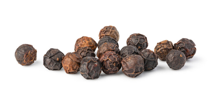 Black peppercorn on white background