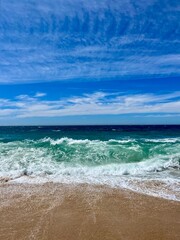 Fototapeta premium Fresh blue and azure sea, sea horizon background