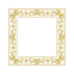 Vintage Golden Square Royal Border Frame with Art Deco Ornaments