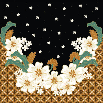 background with flowers and batik pattern design