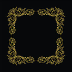 Vintage Square Royal Border Frame with Golden Art Deco Ornaments