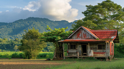 Fototapeta na wymiar Small house in rural Thailand