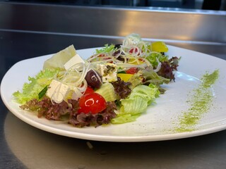 Greek salad. Vegetable salad. Light salad.