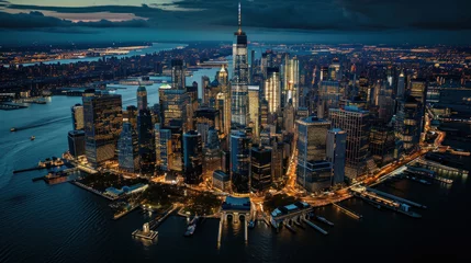 Foto op Canvas Aerial view of New York City skyline at night © EmmaStock