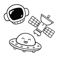 Cartoon Space elements cute vector design arts for kids education