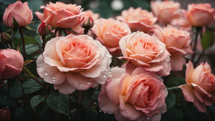  pink rose with water drops 