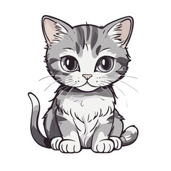 Obraz premium Cute cat cartoon character vector image. Illustration of funny kitty meow design graphic image