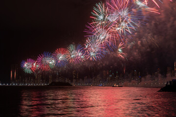 Fireworks in Balneario Camboriu, New Year celebration.