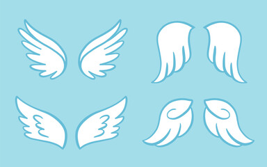 Fototapeta premium Heraldic Angel wings vintage set. Hand drawn logo
