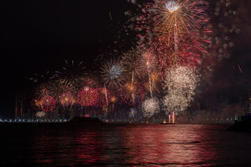 Fireworks in Balneario Camboriu, New Year celebration.