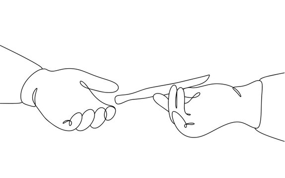 continuous line hands passing object