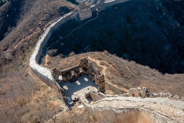 view over the great wall of china at Jinshanling, Beijing, China