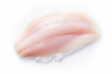 Fillet of cod or other white fish on a white background. AI generated.