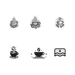 Assorted Coffee Icons Set in Stylish Monochrome
