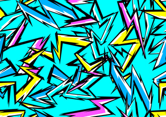 Pattern with cartoon lightnings. Grunge graffiti stylized image of natural phenomenon.