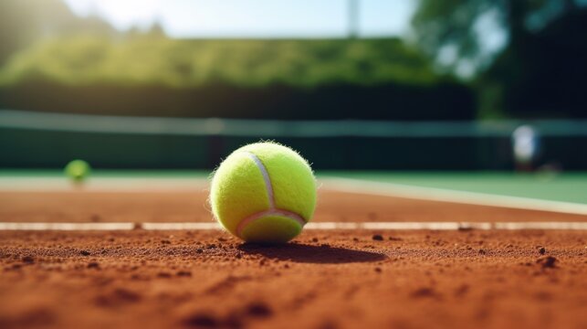 tennis ball on a grass tennis court generative ai