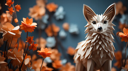 Aesthetic Look Vintage paper animal deer origami with minimal background, 3d illustration