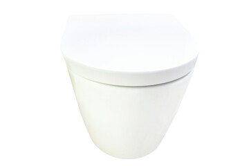 White flush toilet with close lid, water closet, ceramic seat in PNG isolated on transparent background