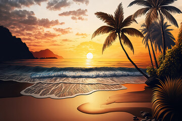 tropical island with palm trees