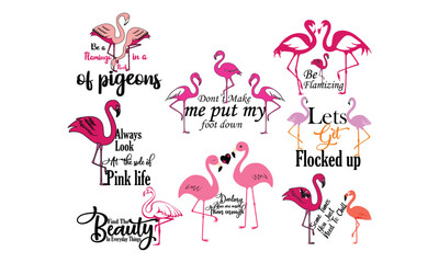 Flamingo Vector Bundle For Print, Flamingo clipart, Flamingo Illustration