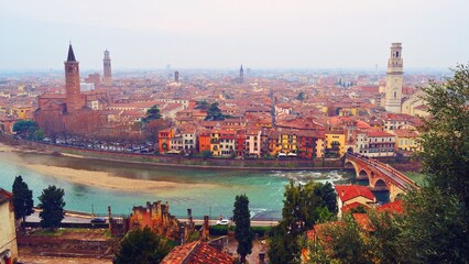 panorama of Borgo Trento seen from the San Pietro hill of the city of Verona, Italy