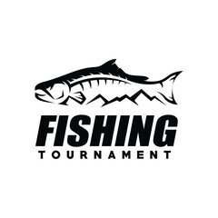 Fishing tournament logo template vector. Fish Jumping Illustration Logo design vector