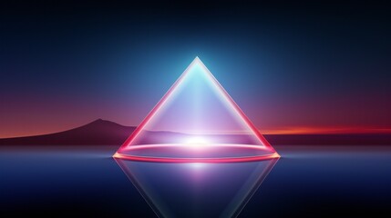 A torus encircles a 3D triangle in a calming background setting