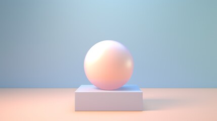 A sphere, delicately poised on the apex of a 3D cube, creates a calming visual equilibrium against a backdrop of soothing pastel hues