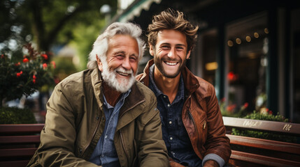 Son with elderly father together