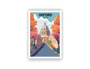 Oxford, England. Vintage Travel Posters. Vector art. Famous Tourist Destinations Posters Art Prints Wall Art and Print Set Abstract Travel for Hikers Campers Living Room Decor