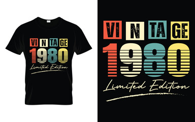 Vintage 1980 Limited Edition Happy Birthday Legend Gifts T-shirt