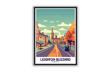 Leighton Buzzard, England. Vintage Travel Posters. Vector art. Famous Tourist Destinations Posters Art Prints Wall Art and Print Set Abstract Travel for Hikers Campers Living Room Decor