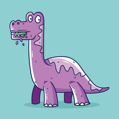 Vector illustration of Cartoon Dinosaur. Diplodocus cartoon illustration. Hand drawn vector illustration