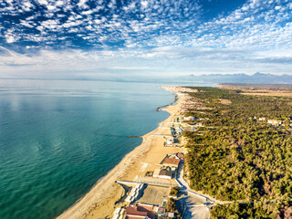 Aerial view of the coasts of Tuscany in winter - 707213862