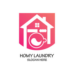 Laundry logo design concept Premium Vector