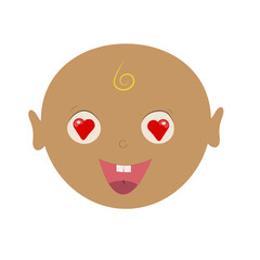 Kid face expression avatar. Cute loving face. Vector illustration